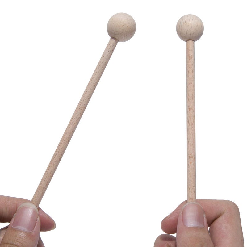Mihey Wood Mallets Percussion Sticks for Xylophone, Chime, Wood Block, Glockenspiel and Bells, 8 Inch Long - Image 1
